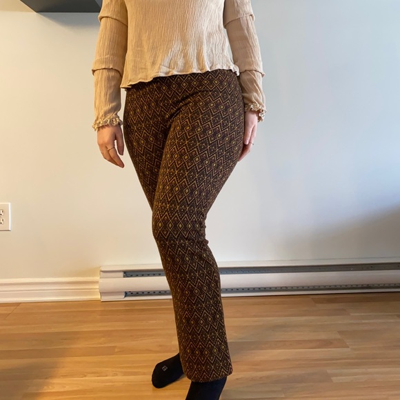 Free People Bohemian Knit Straight Leg Vintage Pattern Pull On Pants - Picture 4 of 16